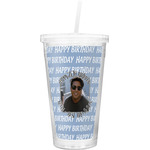 Photo Birthday Double Wall Tumbler with Straw (Personalized)
