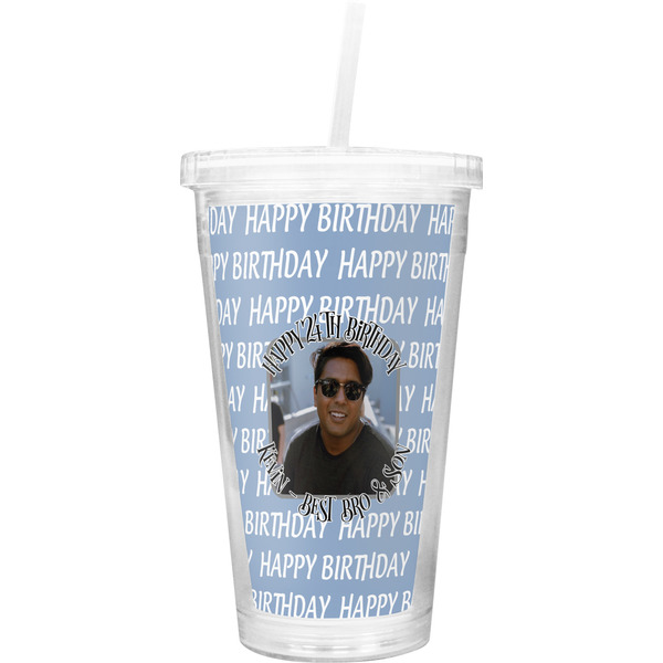 Custom Photo Birthday Double Wall Tumbler with Straw (Personalized)