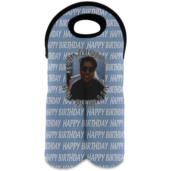 Custom Photo Birthday Wine Tote Bag (2 Bottles) (Personalized)