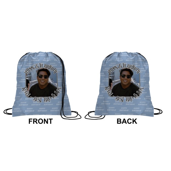 Photo Birthday Drawstring Backpack Front & Back Small