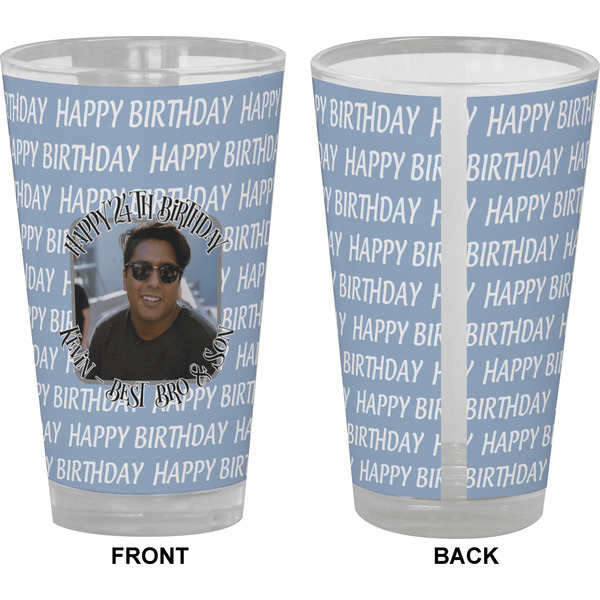 Photo Birthday Pint Glass - Full Color - Front & Back Views