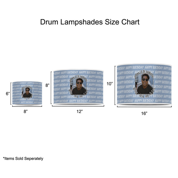 Photo Birthday Drum Lampshades - Sizing Chart