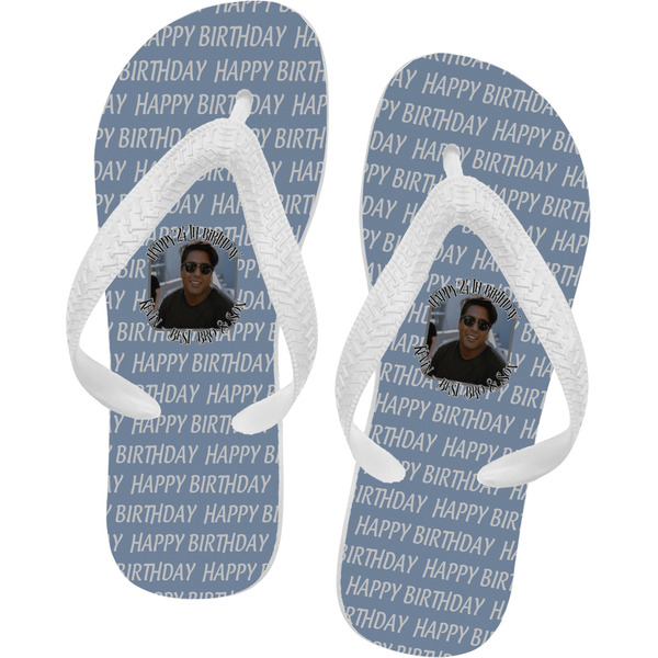 Custom Photo Birthday Flip Flops - Large (Personalized)