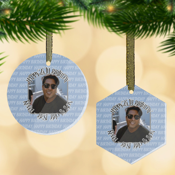 Custom Photo Birthday Flat Glass Ornament