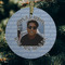 Photo Birthday Frosted Glass Ornament - Round (Lifestyle)