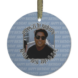Photo Birthday Flat Glass Ornament - Round