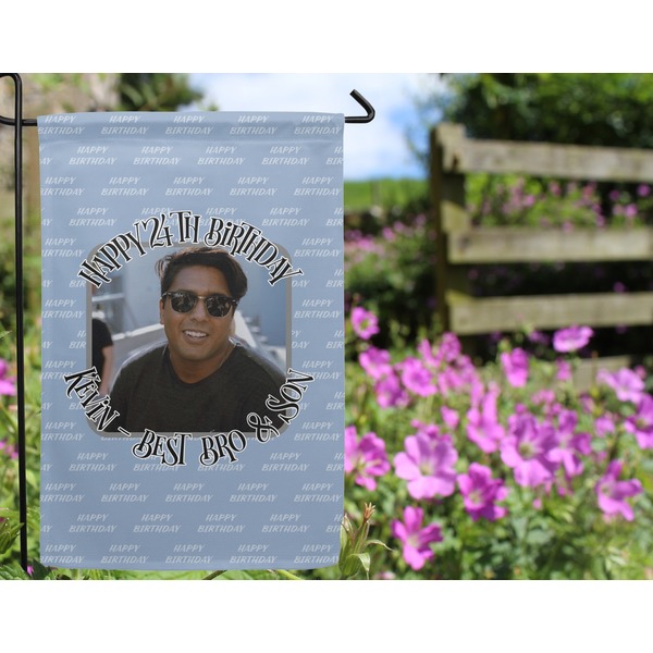 Photo Birthday Garden Flag - Outside In Flowers