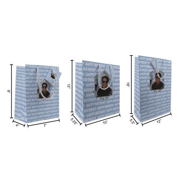 Photo Birthday Gift Bags - All Sizes - Dimensions