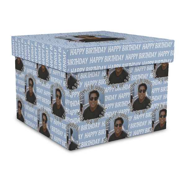 Custom Photo Birthday Gift Box with Lid - Canvas Wrapped - Large