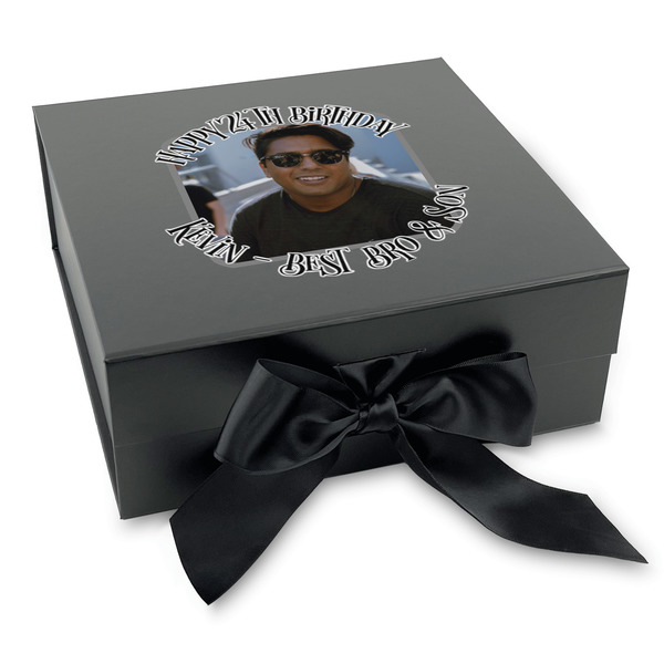Custom Photo Birthday Gift Box with Magnetic Lid - Black