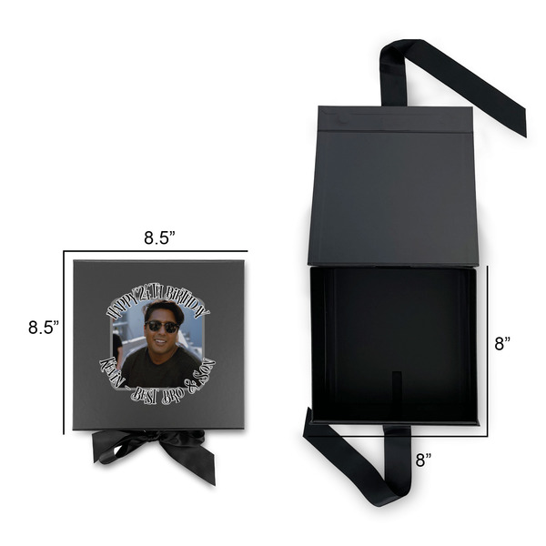 Photo Birthday Gift Boxes with Magnetic Lid - Black - Open & Closed