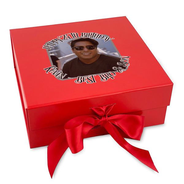 Custom Photo Birthday Gift Box with Magnetic Lid - Red