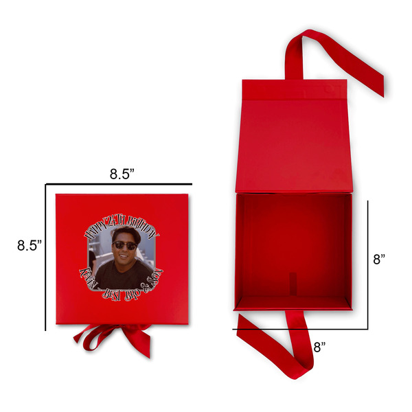 Photo Birthday Gift Boxes with Magnetic Lid - Red - Open & Closed