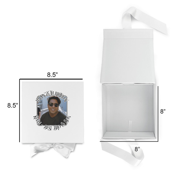 Photo Birthday Gift Boxes with Magnetic Lid - White - Open & Closed