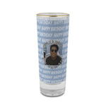 Photo Birthday 2 oz Shot Glass -  Glass with Gold Rim - Set of 4