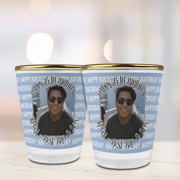 Photo Birthday Glass Shot Glass - with gold rim - LIFESTYLE