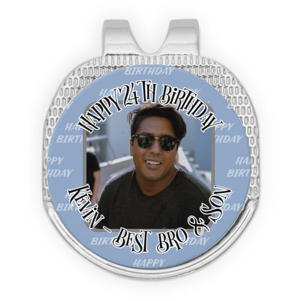 Custom Photo Birthday Golf Ball Marker - Hat Clip - Silver