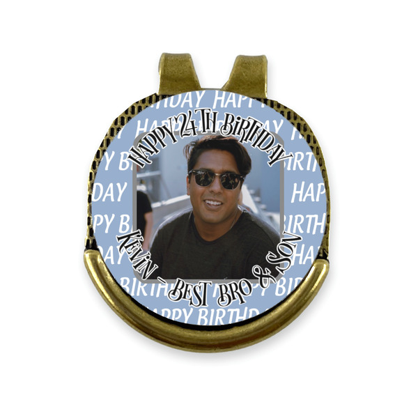 Custom Photo Birthday Golf Ball Marker - Hat Clip - Gold