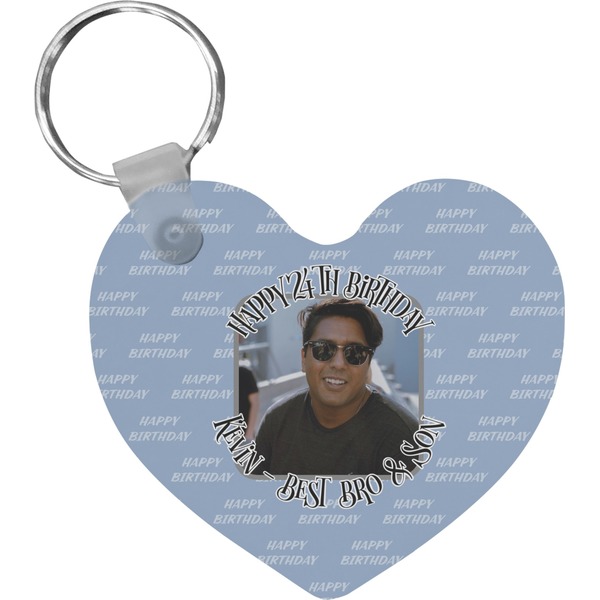Custom Photo Birthday Heart Plastic Keychain