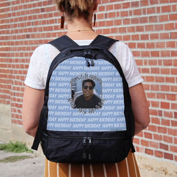 Photo Birthday Large Backpack - Black - On Back