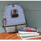 Photo Birthday Large Backpack - Gray - On Desk
