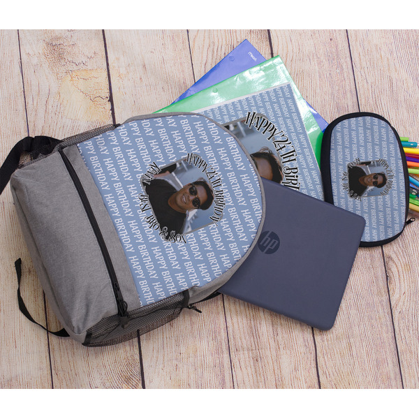 Photo Birthday Large Backpack - Gray - With Stuff