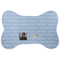 Photo Birthday Bone Shaped Dog Food Mat (Large) (Personalized)