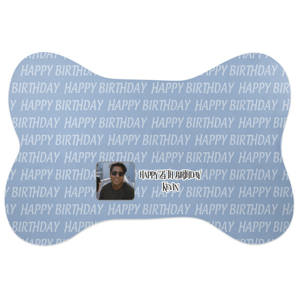 Custom Photo Birthday Bone Shaped Dog Food Mat (Large) (Personalized)