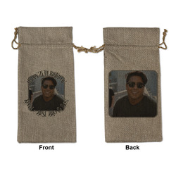 Photo Birthday Large Burlap Gift Bag - Front & Back
