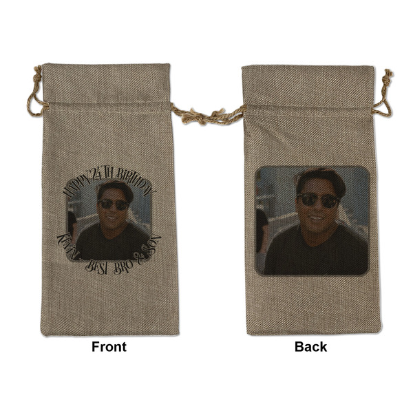 Custom Photo Birthday Large Burlap Gift Bag - Front & Back