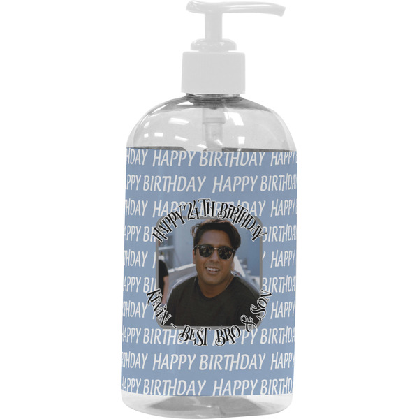 Custom Photo Birthday Plastic Soap / Lotion Dispenser (16 oz - Large - White)