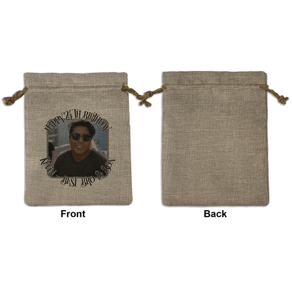 Photo Birthday Medium Burlap Gift Bag - Front Approval