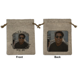 Photo Birthday Medium Burlap Gift Bag - Front & Back