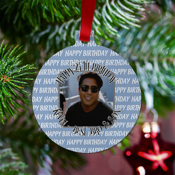 Photo Birthday Metal Ball Ornament - Lifestyle