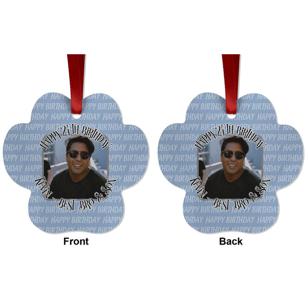 Photo Birthday Metal Paw Ornament - Front and Back