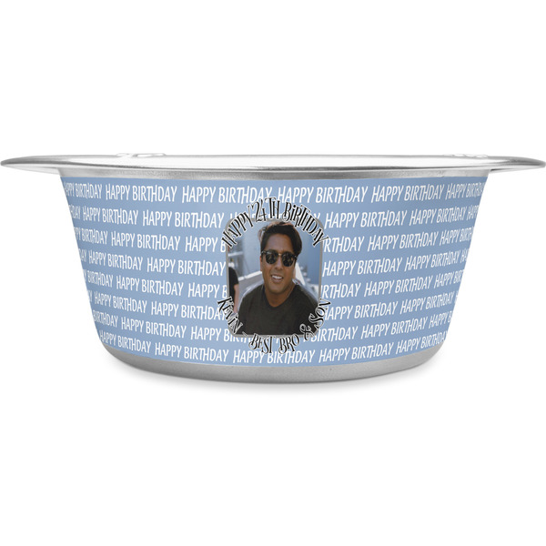 Custom Photo Birthday Stainless Steel Dog Bowl - Medium (Personalized)