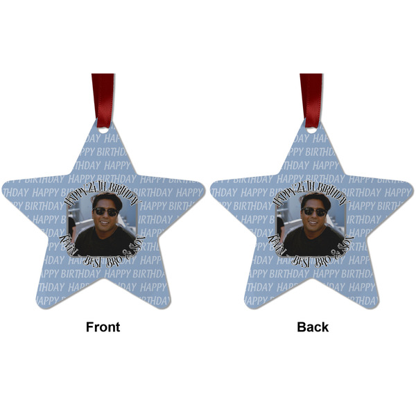 Photo Birthday Metal Star Ornament - Front and Back
