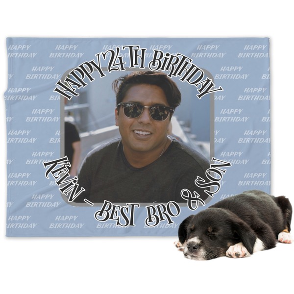 Custom Photo Birthday Dog Blanket - Large (Personalized)