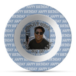 Photo Birthday Plastic Bowl - Microwave Safe - Composite Polymer (Personalized)