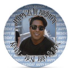 Photo Birthday Microwave Safe Plastic Plate - Composite Polymer (Personalized)