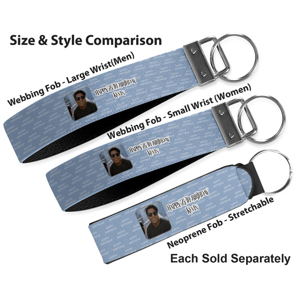 Photo Birthday Multiple Key Ring comparison sizes
