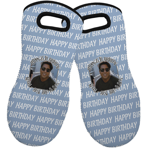 Custom Photo Birthday Neoprene Oven Mitts - Set of 2