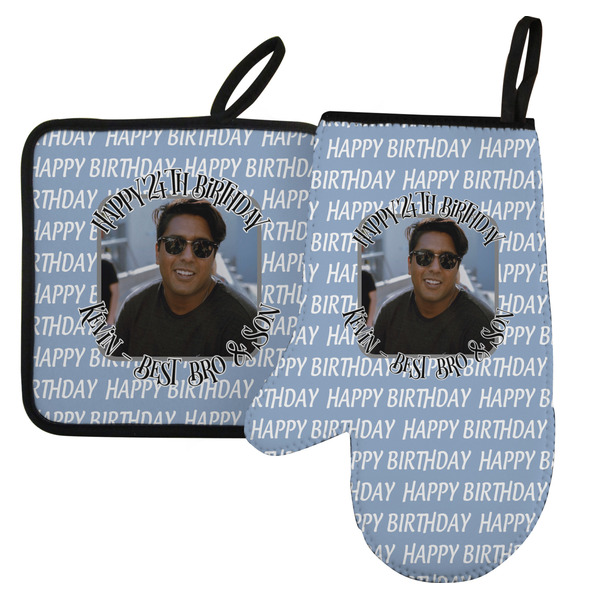 Custom Photo Birthday Left Oven Mitt & Pot Holder Set