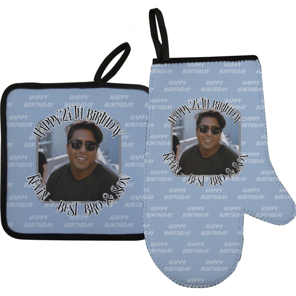 Custom Photo Birthday Oven Mitt & Pot Holder Set