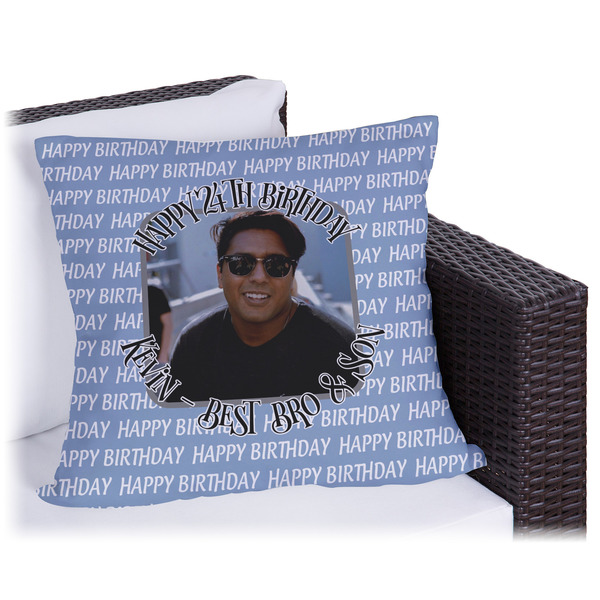 Custom Photo Birthday Outdoor Pillow (Personalized)