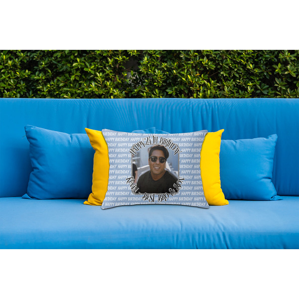 Photo Birthday Outdoor Throw Pillow  - LIFESTYLE (Rectangular - 20x14)