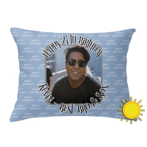 Custom Photo Birthday Outdoor Throw Pillow (Rectangular) (Personalized)