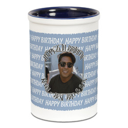 Photo Birthday Ceramic Pencil Holders - Blue