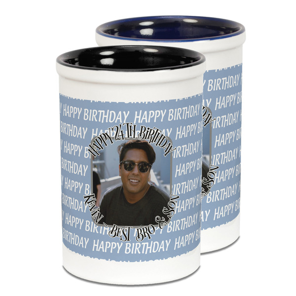 Custom Photo Birthday Ceramic Pencil Holder - Large