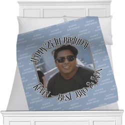 Photo Birthday Minky Blanket - Toddler / Throw - 60"x50" - Double Sided (Personalized)